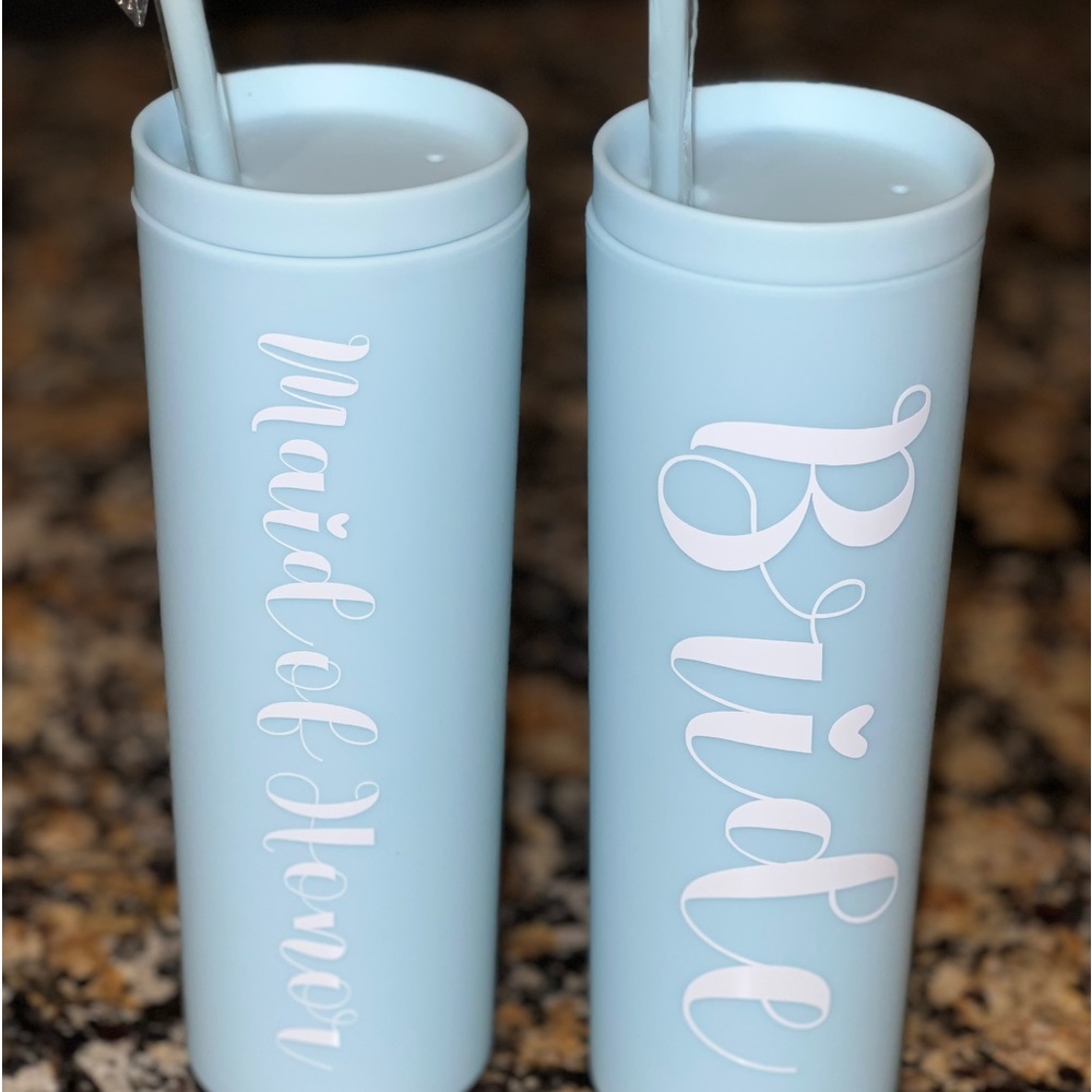 NWT Skinny tumblers BRIDE and MAID OF HONOR